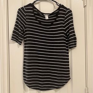 Grey and White Striped Top